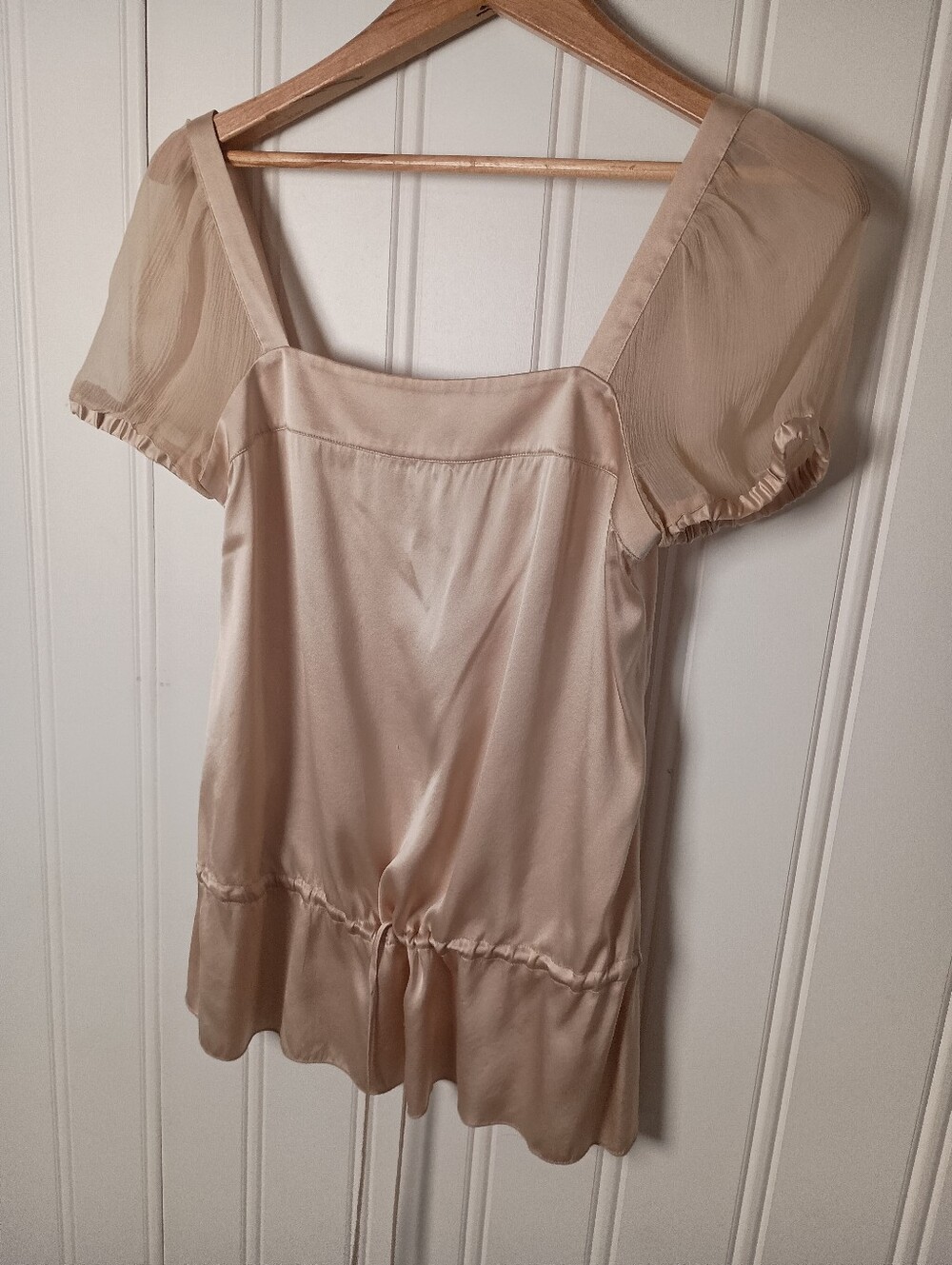 Express- Sheer Blush Satin Tunic Top- Size XS